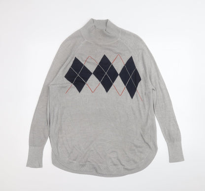 Marks and Spencer Mens Grey Mock Neck  Acrylic Pullover Jumper Size S