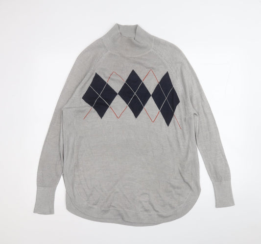 Marks and Spencer Mens Grey Mock Neck  Acrylic Pullover Jumper Size S