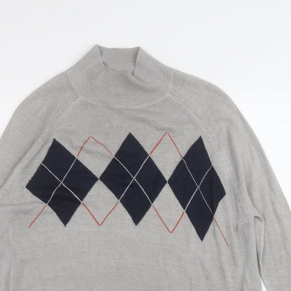 Marks and Spencer Mens Grey Mock Neck  Acrylic Pullover Jumper Size S