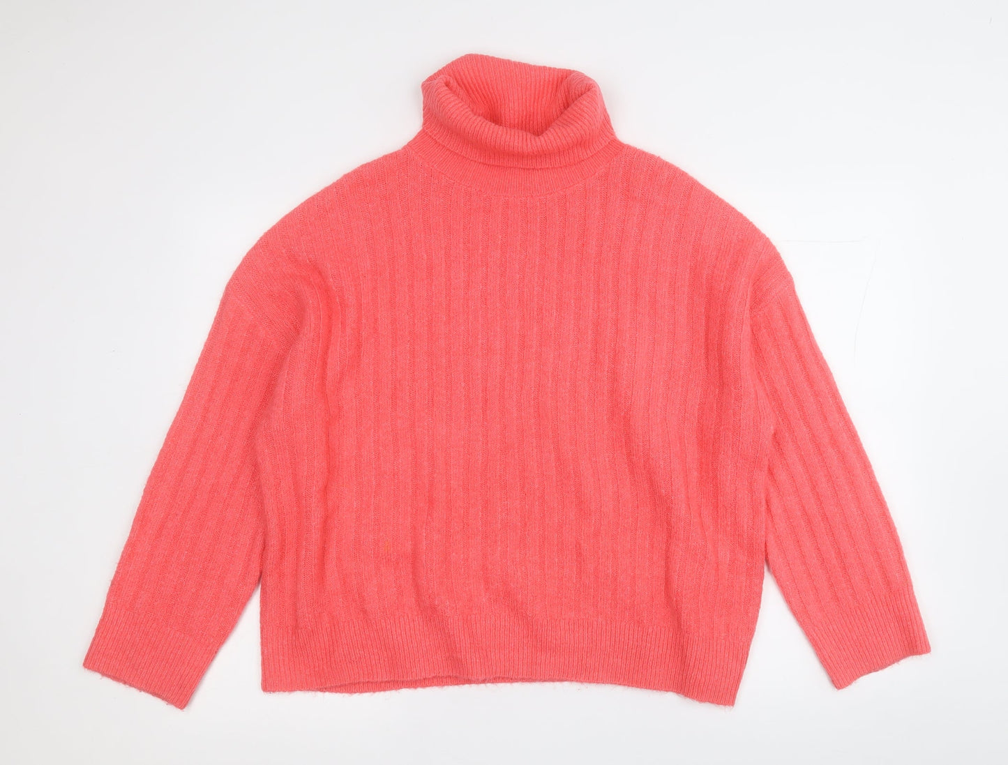George Womens Pink Roll Neck  Acrylic Pullover Jumper Size M