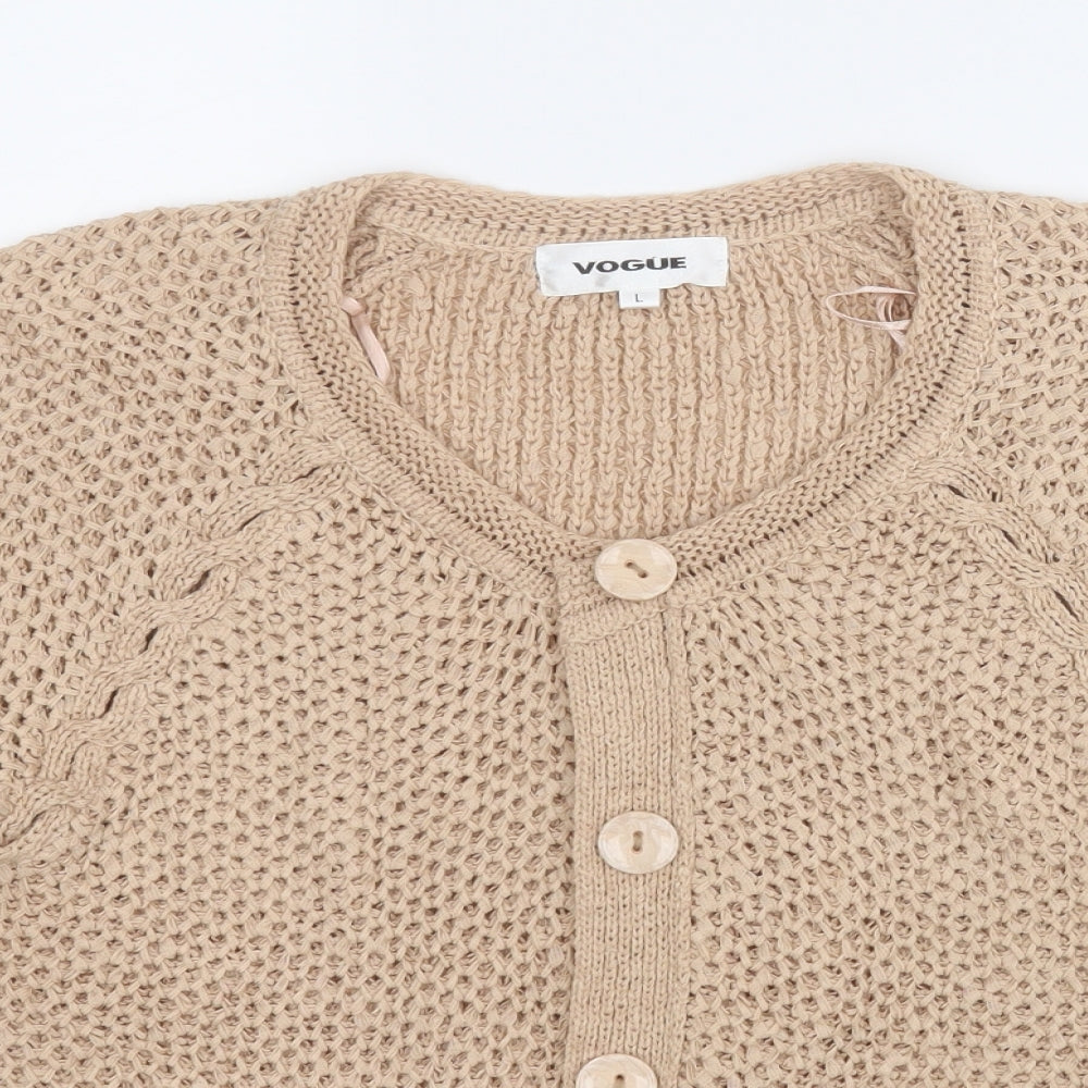 Womens UK Size L Vogue Beige Cardigan Jumper