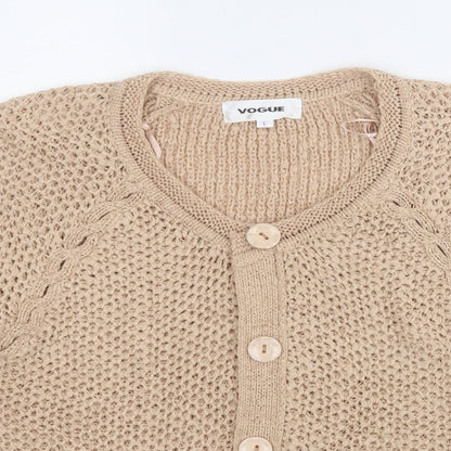 Womens UK Size L Vogue Beige Cardigan Jumper