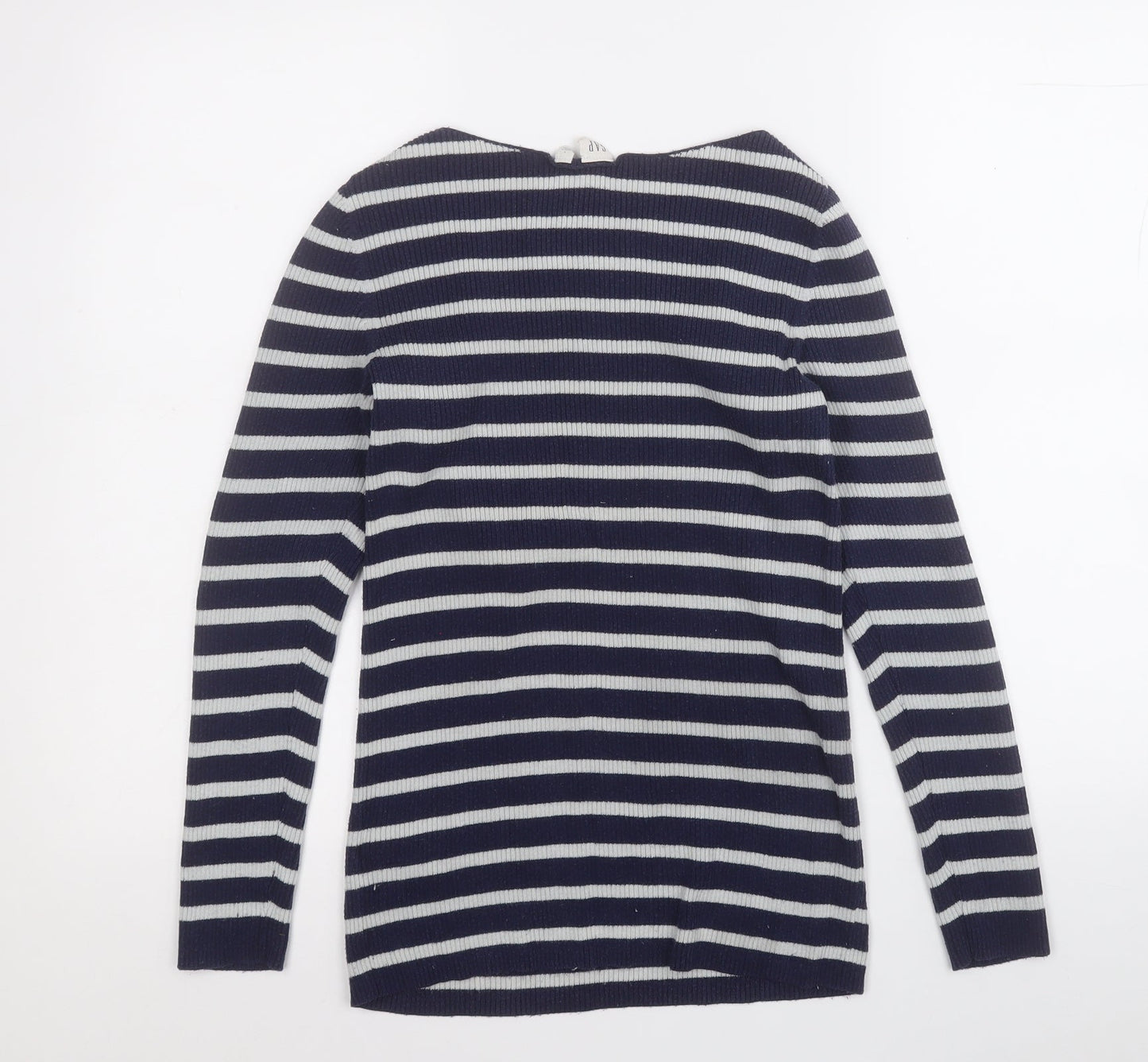 Gap Womens Blue Round Neck Striped Cotton Pullover Jumper Size S
