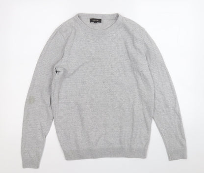 River Island Mens Grey Round Neck  Acrylic Pullover Jumper Size M