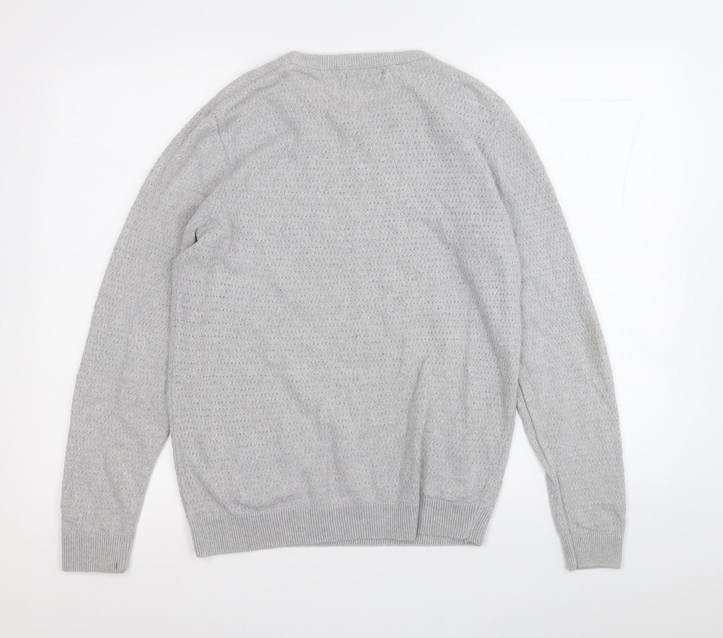 River Island Mens Grey Round Neck  Acrylic Pullover Jumper Size M