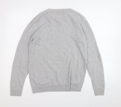 River Island Mens Grey Round Neck  Acrylic Pullover Jumper Size M