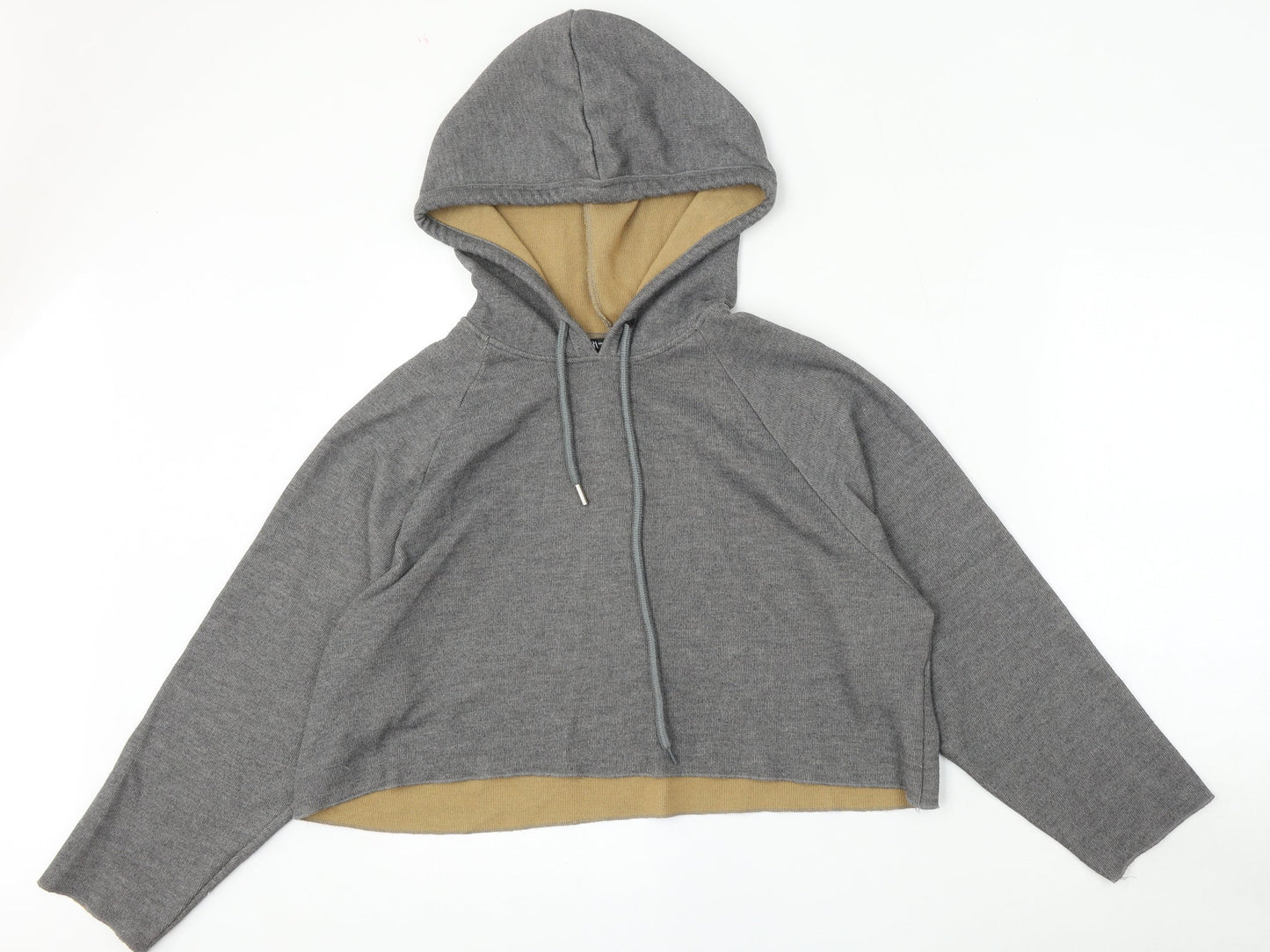 Zara Womens Grey  Polyester Pullover Hoodie Size M   - Cropped
