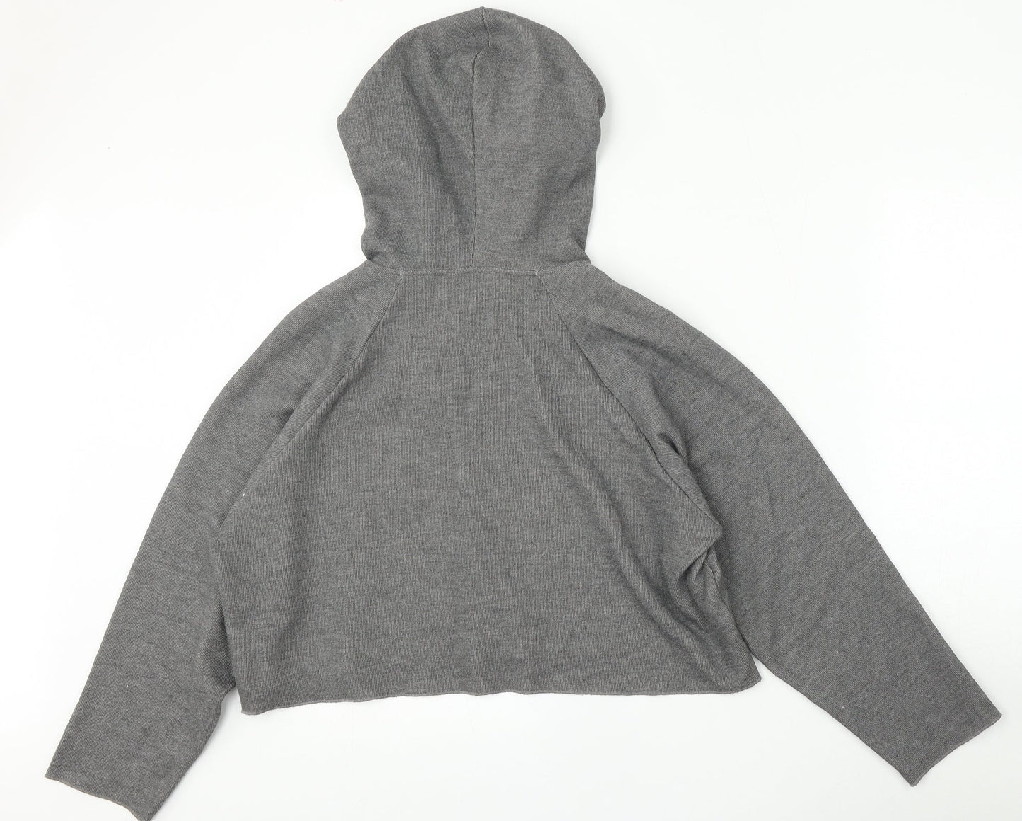 Zara Womens Grey  Polyester Pullover Hoodie Size M   - Cropped