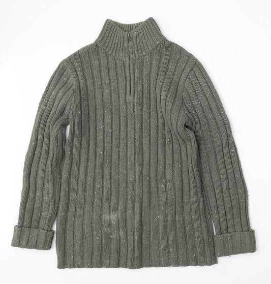 F&F Mens Green Mock Neck  Acrylic Pullover Jumper Size S