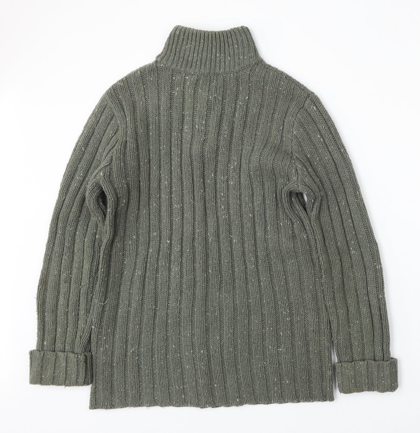 F&F Mens Green Mock Neck  Acrylic Pullover Jumper Size S