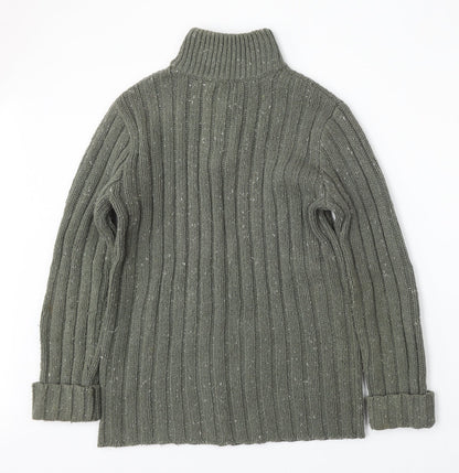 F&F Mens Green Mock Neck  Acrylic Pullover Jumper Size S