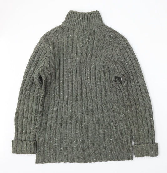 F&F Mens Green Mock Neck  Acrylic Pullover Jumper Size S
