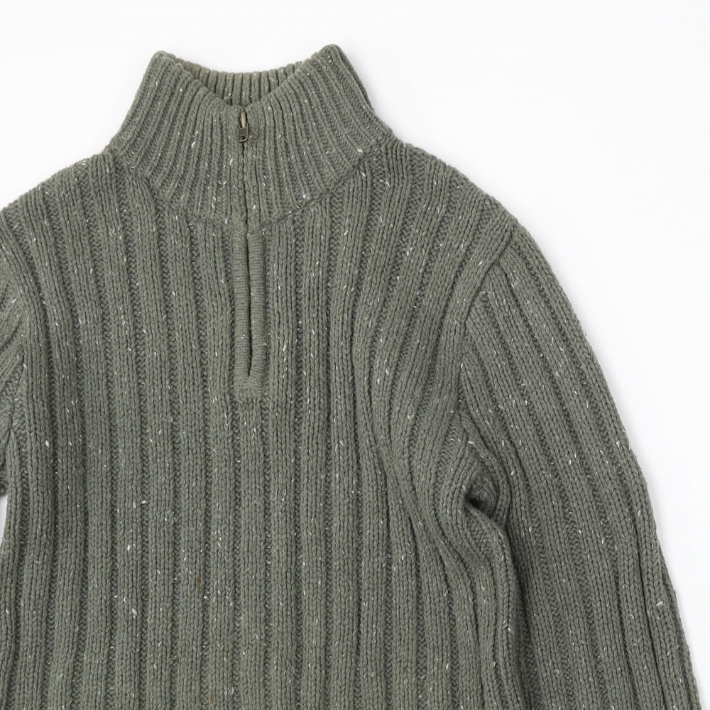 F&F Mens Green Mock Neck  Acrylic Pullover Jumper Size S