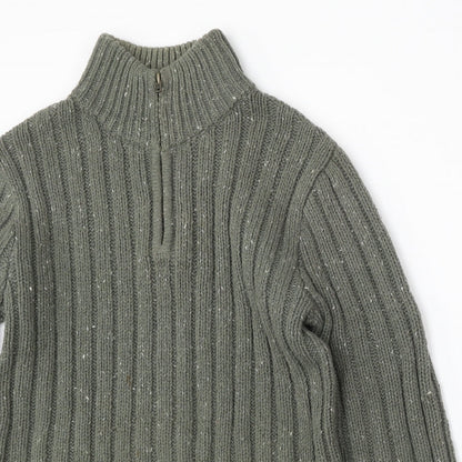 F&F Mens Green Mock Neck  Acrylic Pullover Jumper Size S