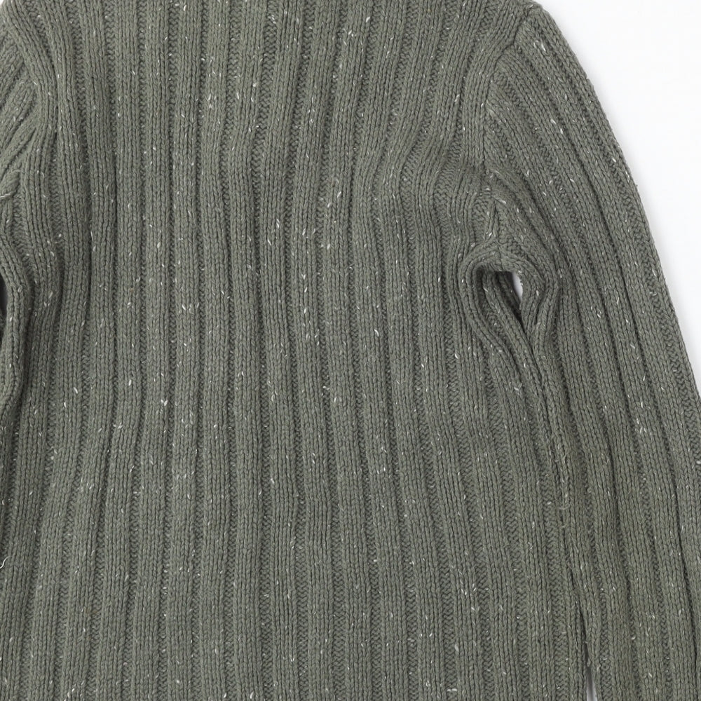 F&F Mens Green Mock Neck  Acrylic Pullover Jumper Size S