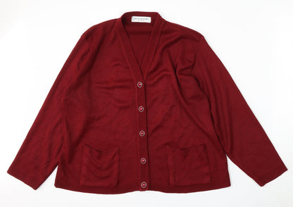 Womens UK Size L Beaumonde Red Cardigan Jumper