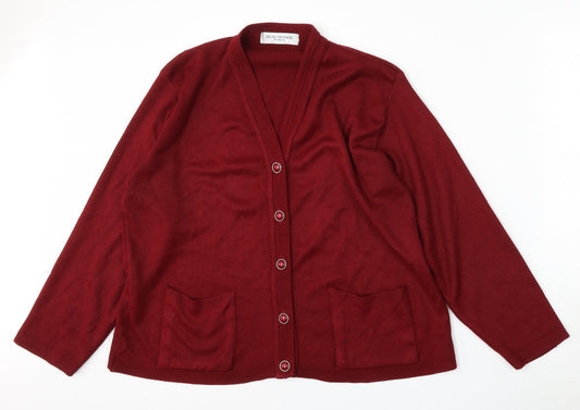 Womens UK Size L Beaumonde Red Cardigan Jumper