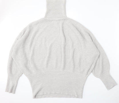 Simply Be Womens Grey Mock Neck  Acrylic Pullover Jumper Size M