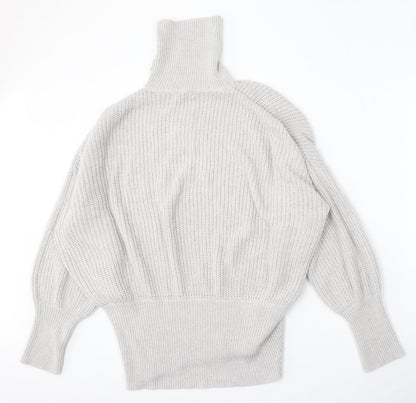 Simply Be Womens Grey Mock Neck  Acrylic Pullover Jumper Size M