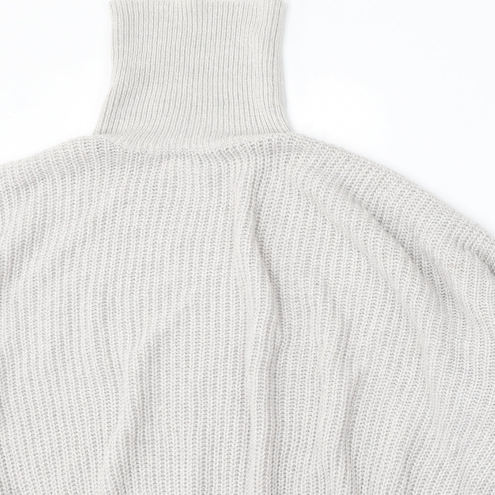 Simply Be Womens Grey Mock Neck  Acrylic Pullover Jumper Size M