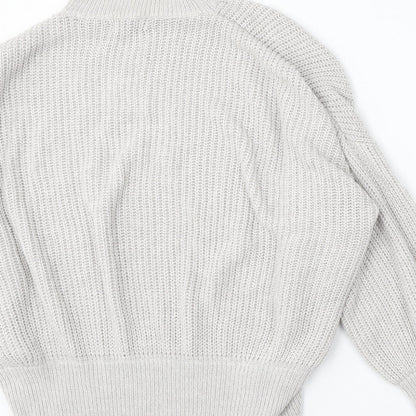 Simply Be Womens Grey Mock Neck  Acrylic Pullover Jumper Size M