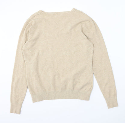 Moon Face Womens Beige Round Neck  Viscose Pullover Jumper Size M