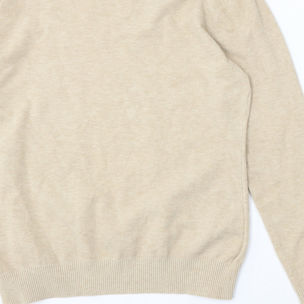 Moon Face Womens Beige Round Neck  Viscose Pullover Jumper Size M