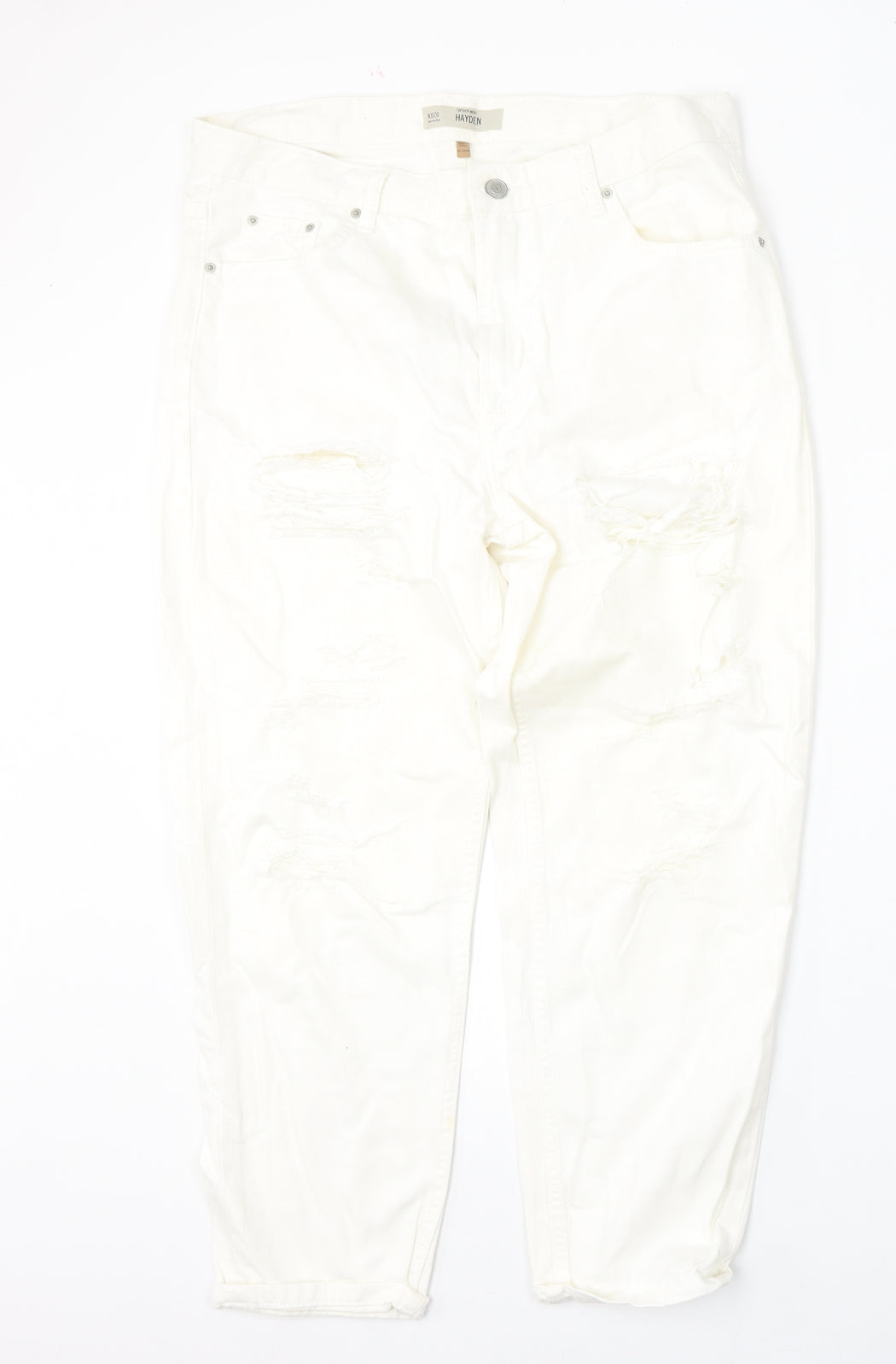 Topshop Womens Beige  Cotton Straight Jeans Size 30 L30 in Regular Button