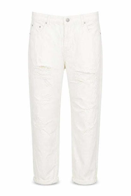Topshop Womens Beige  Cotton Straight Jeans Size 30 L30 in Regular Button