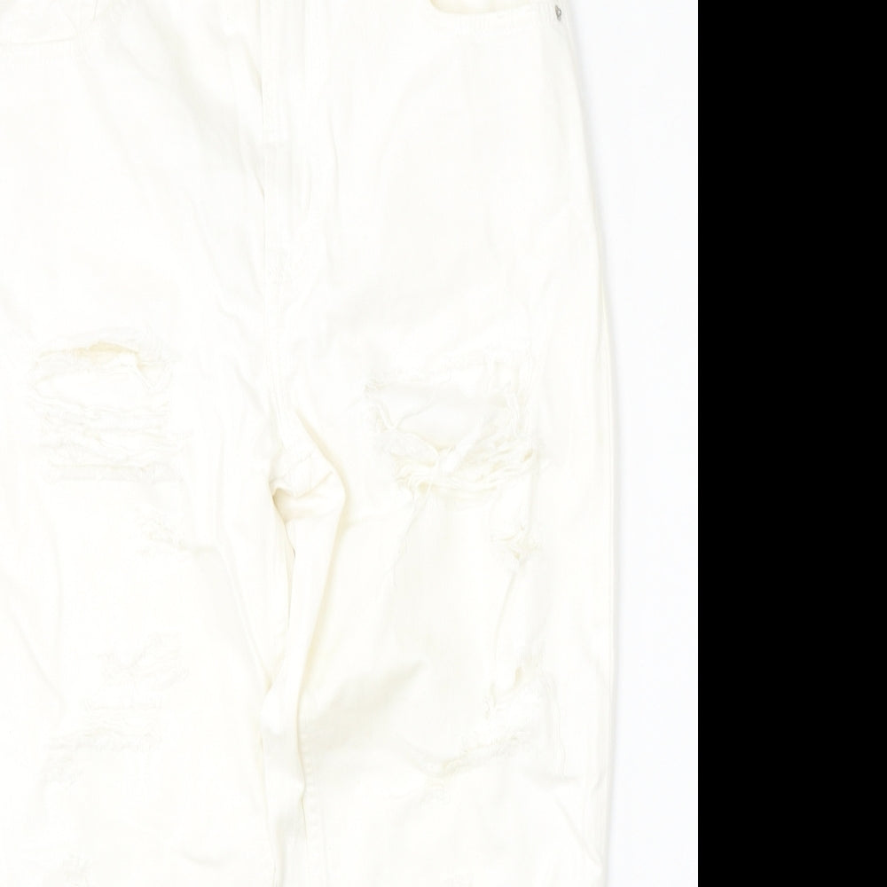 Topshop Womens Beige  Cotton Straight Jeans Size 30 L30 in Regular Button