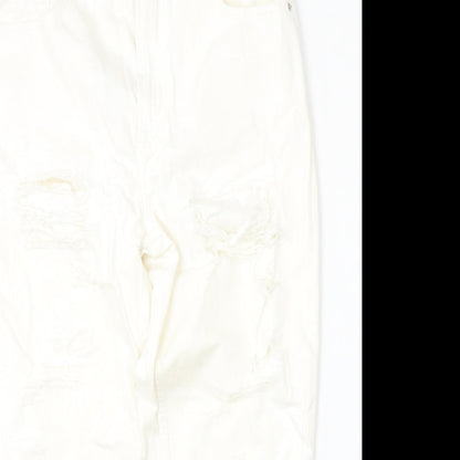 Topshop Womens Beige  Cotton Straight Jeans Size 30 L30 in Regular Button