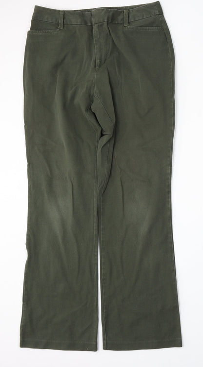 St Johns Bay Womens Green  Cotton Straight Jeans Size 10 L30 in Regular Button