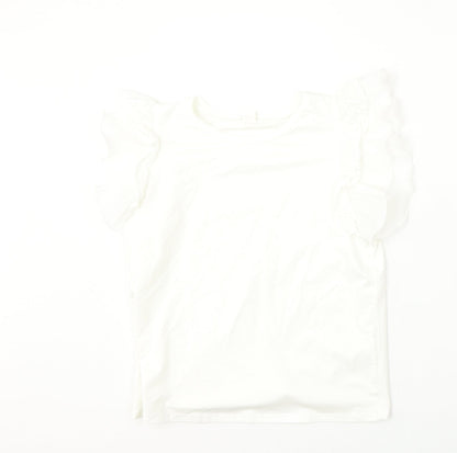 SheIn Girls White  Cotton Basic Blouse Size 14 Years Round Neck