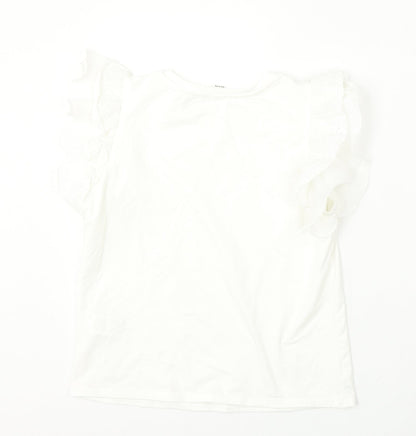 SheIn Girls White  Cotton Basic Blouse Size 14 Years Round Neck