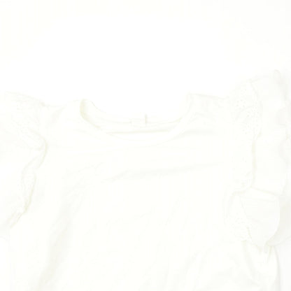 SheIn Girls White  Cotton Basic Blouse Size 14 Years Round Neck