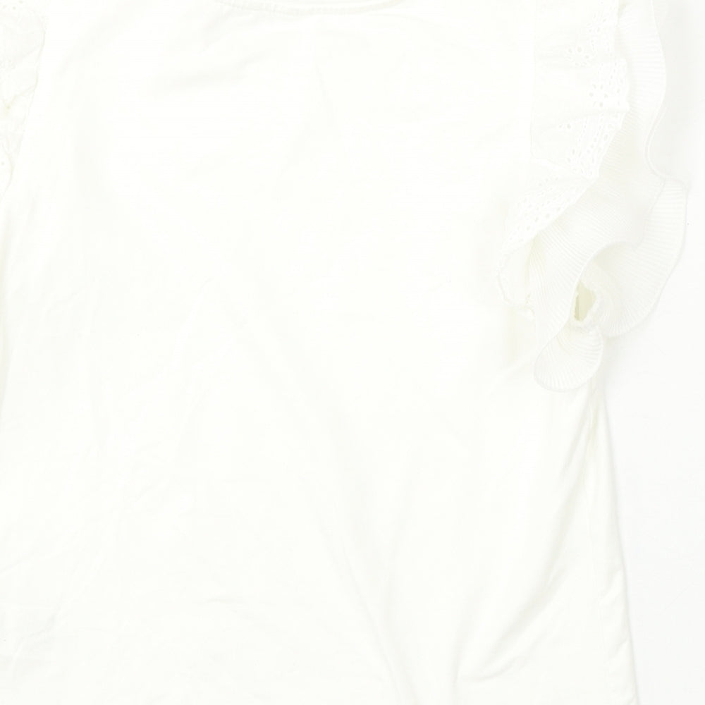 SheIn Girls White  Cotton Basic Blouse Size 14 Years Round Neck
