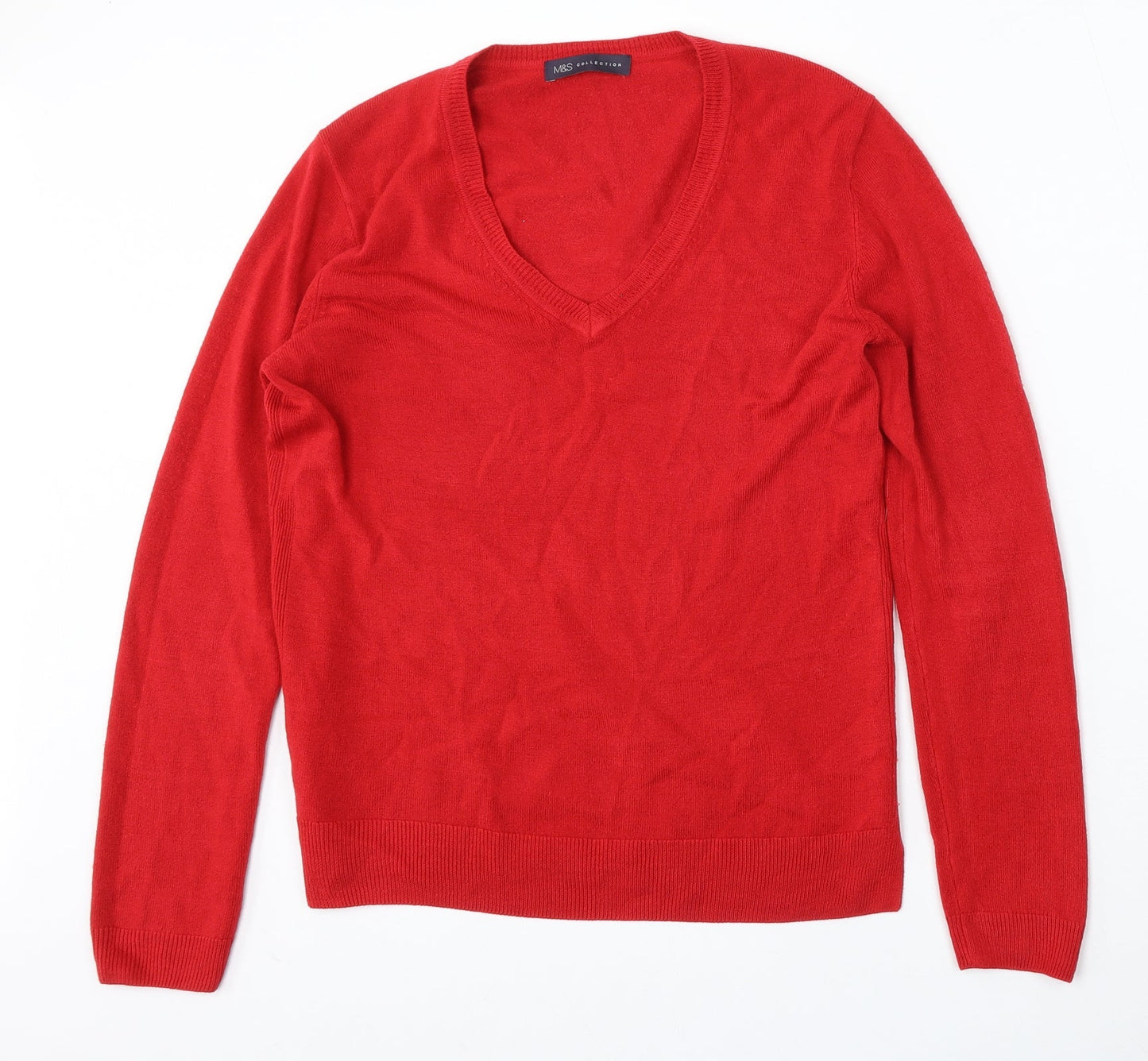 Womens UK Size L Marks and Spencer Red Pullover Jumper