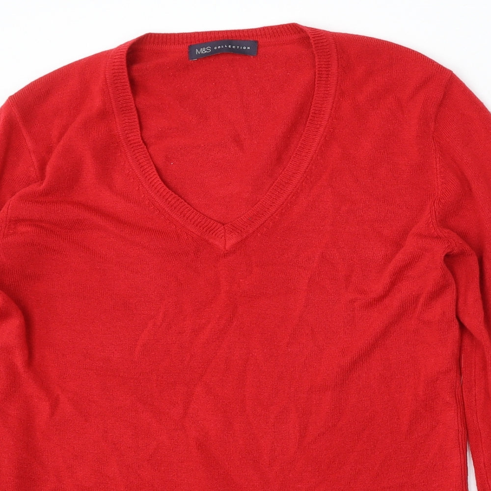 Womens UK Size L Marks and Spencer Red Pullover Jumper