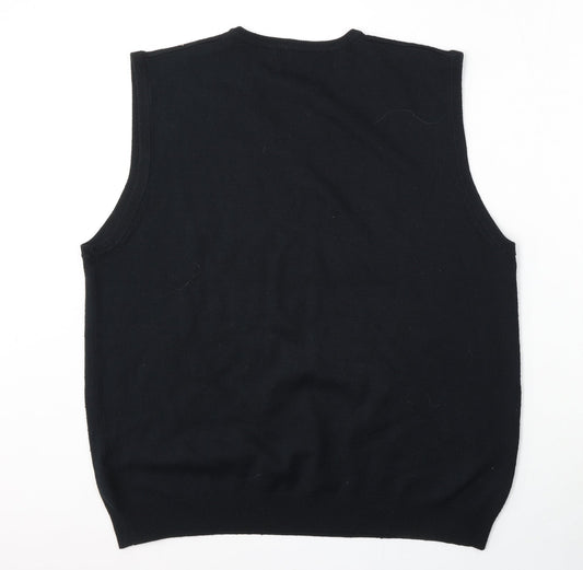 BHS Mens Blue V-Neck  Acrylic Vest Jumper Size L