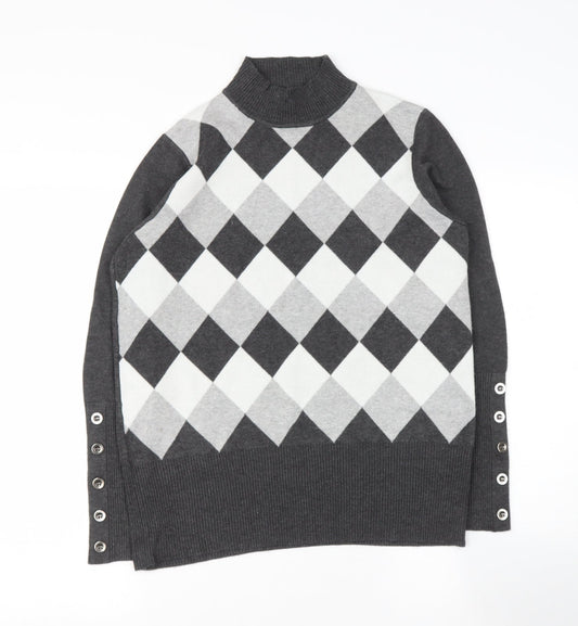 first avenue Womens Grey High Neck  Camel Pullover Jumper Size S