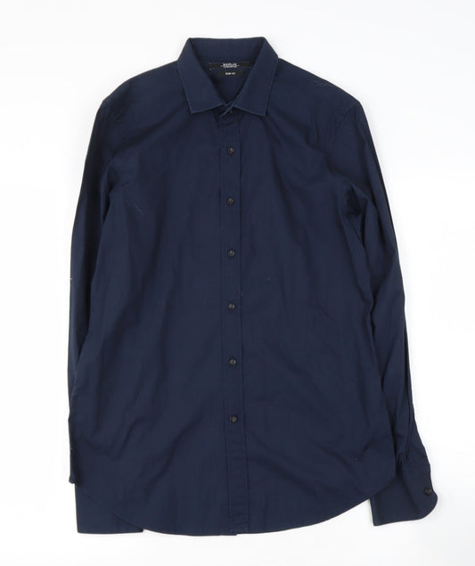 Replay Mens Blue  Cotton  Button-Up Size S Collared