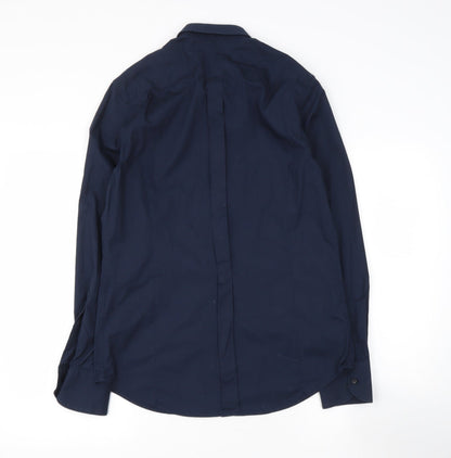 Replay Mens Blue  Cotton  Button-Up Size S Collared