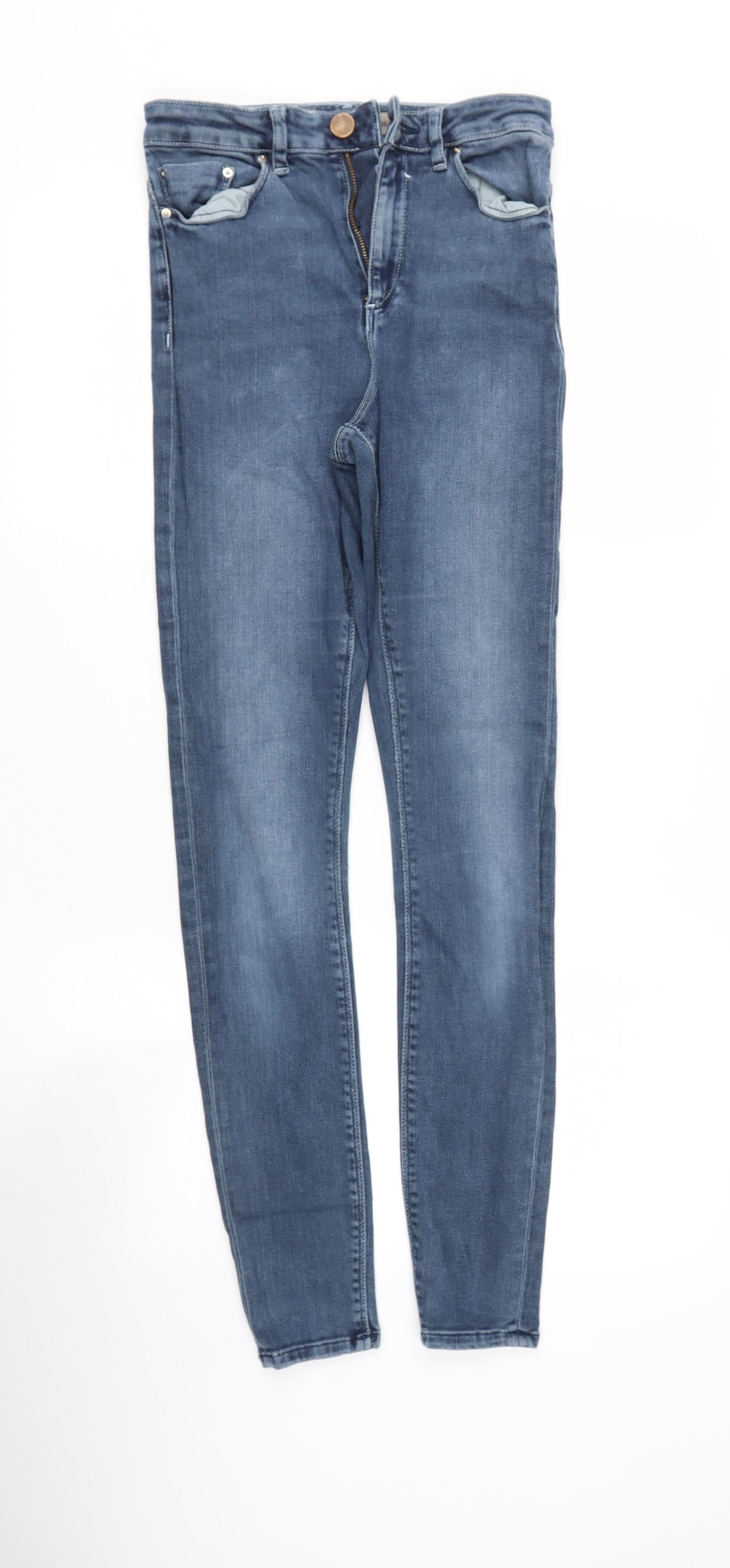 ASOS Womens Blue  Cotton Skinny Jeans Size S L34 in Regular