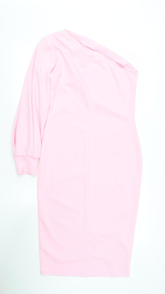New Look Womens Pink  Polyester Bodycon  Size 12  V-Neck
