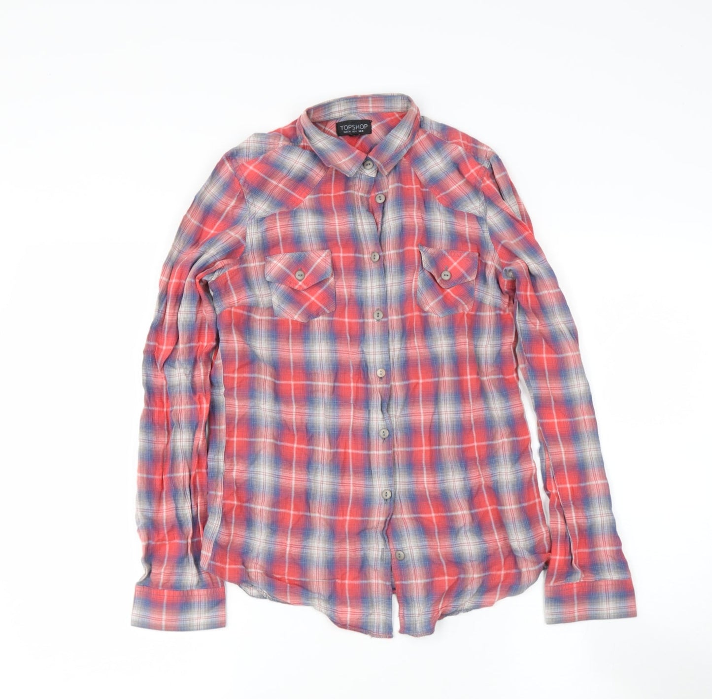 Womens UK Size 8 TOP SHOP Multicoloured Basic Button-Up
