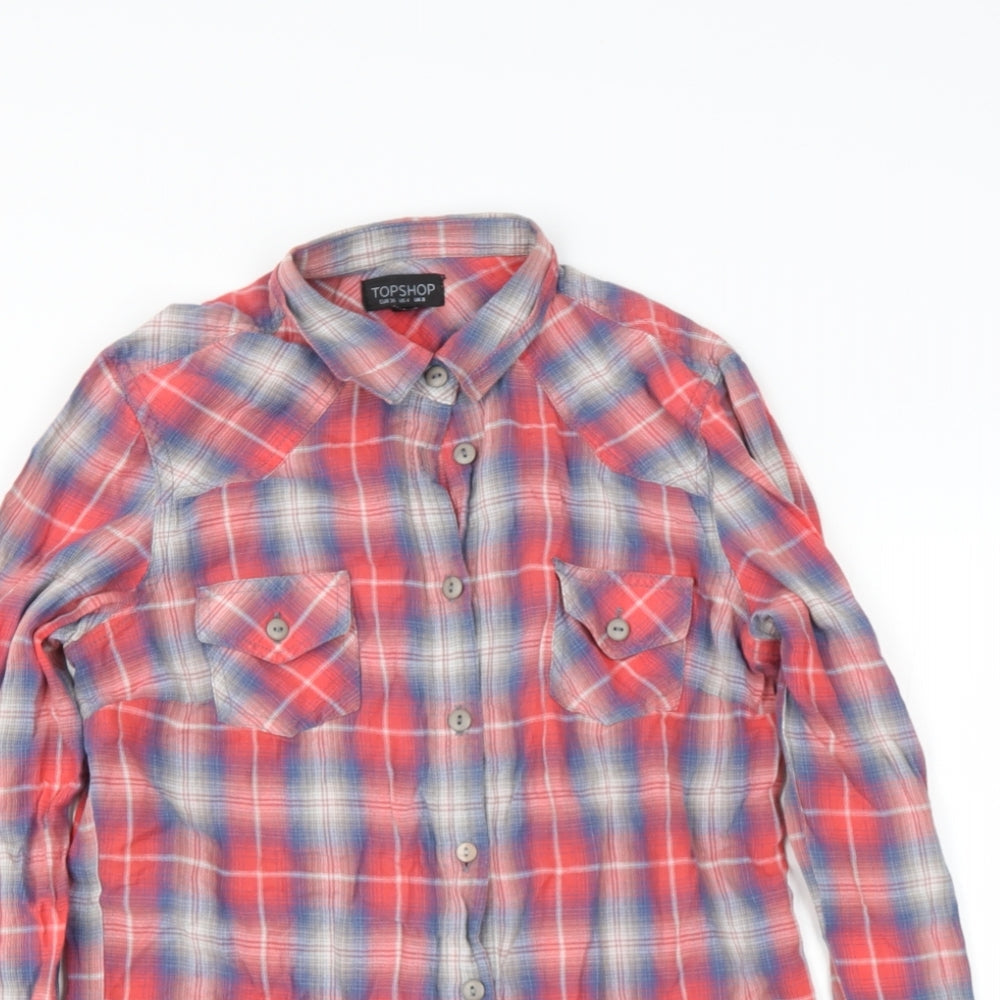 Womens UK Size 8 TOP SHOP Multicoloured Basic Button-Up