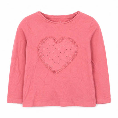 F&F Baby Pink  Cotton Basic T-Shirt Size 12-18 Months Round Neck  - heart