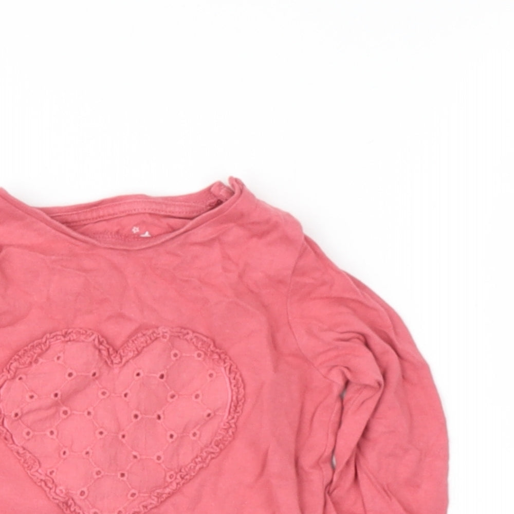 fred flow Baby Pink  Cotton Basic T-Shirt Size 12-18 Months Round Neck  - heart