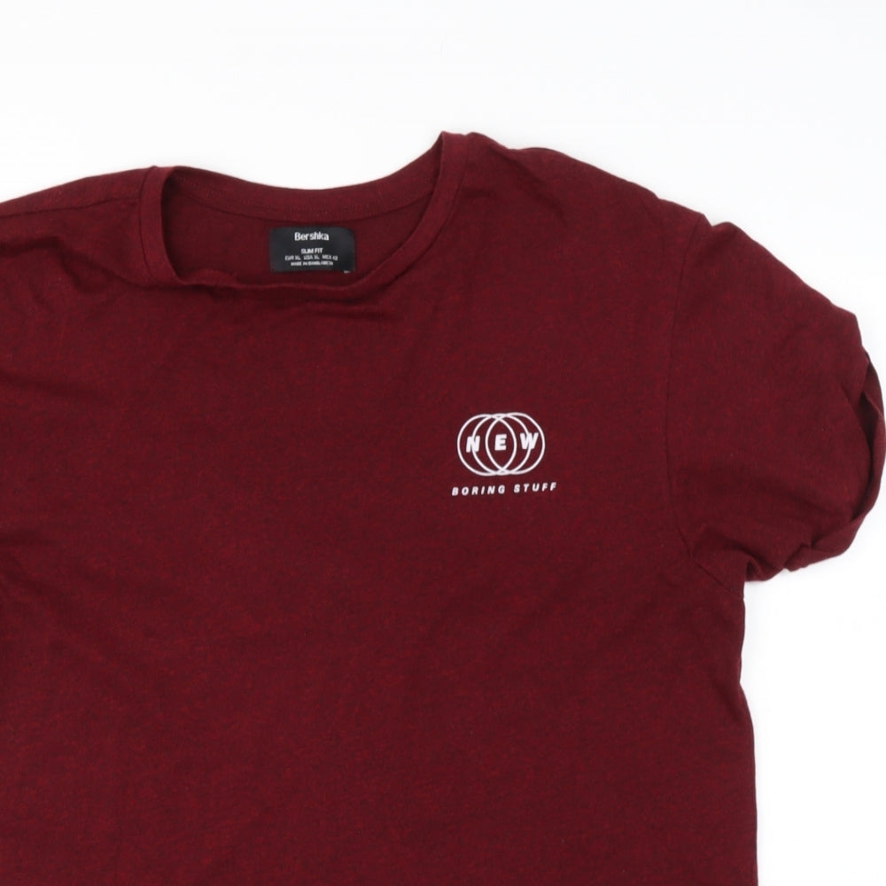 Mens UK Size  Bershka Red  T-Shirt