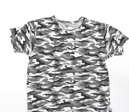 Preworn Mens Grey  Polyester  T-Shirt Size M Round Neck